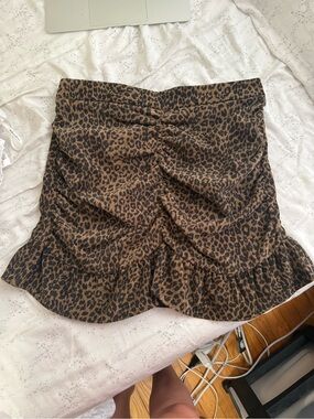 Zara Leopard Ruched Mini Skirt - Brown/Black